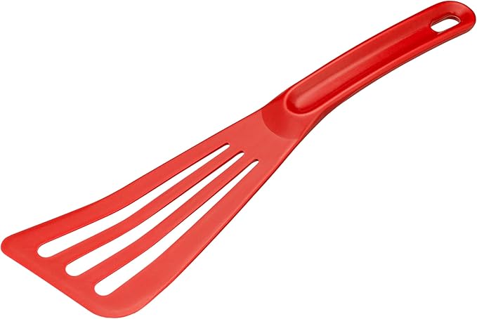 Matfer Bourgeat Exoglass® High Temperature Slotted Pelton Spatula/Turner, Red