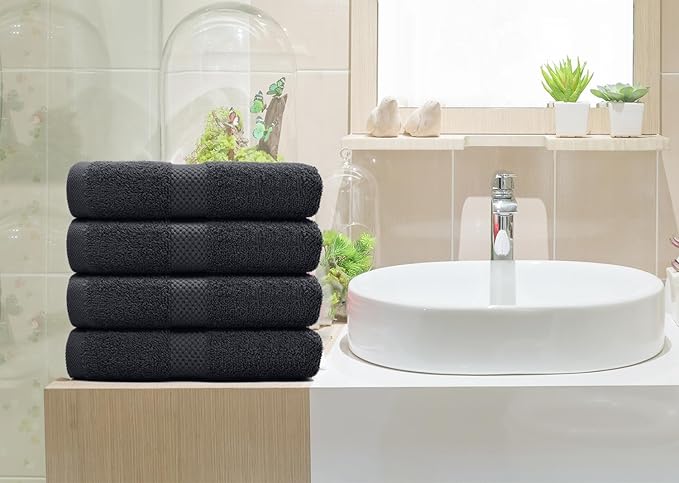 DAN RIVER 6-Pack Premium Hand Towels (16x28 Inches) - 100% Cotton, Ultra Soft, Lightweight, Highly Absorbent Towels for Bathroom, Spa, Gym, Salon, Hotel, and Travel - Charcoal