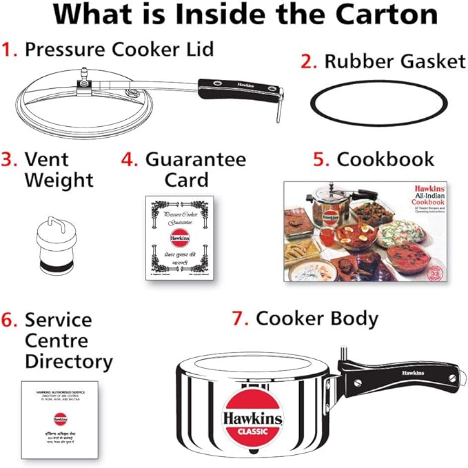 Hawkins 2 Litre Classic Pressure Cooker, Best Inner Lid Cooker, Small Cooker, Silver (CL20)