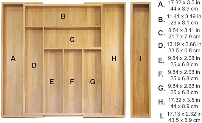 Oceanstar Bamboo Expandable Set Drawer Organizer, 18 in, Natural (KT1293)