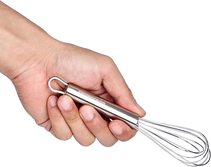 Restaurantware 7 in Stainless Steel Wire Whisk - German Standard Kitchen Balloon Whisk with Ergonomic Handle, Dishwasher Safe - Durable French Whisk for Cooking, Mixing Thick Batter and Sauce