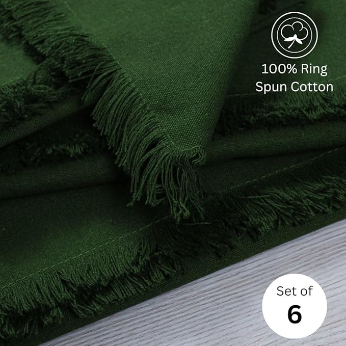 Cloth Dinner Napkins 100% Cotton Set of 6 - Soft Durable Reusable Table Napkins - for Dining Weddings Parties Holidays Easter and Everyday Use - Large 20x20 Inch Cloth Napkins Green