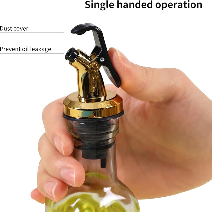 Oil and Vinegar Dispenser Set with Caddy, Glass Bottle Seasoning Pepper Salt Dispenser Oil Spouts Oil Funnel Brush Kit