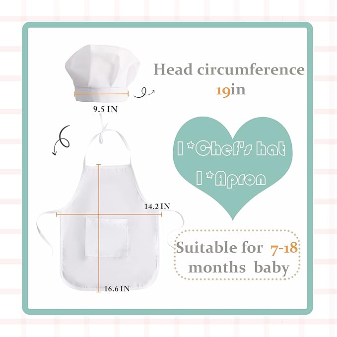 KHC-KHF Newborn Photography Prop Baby Chef Outfits Chef Hat Apron Set Infant Chef Costume Toddler Cosplay Costume Boy Girl