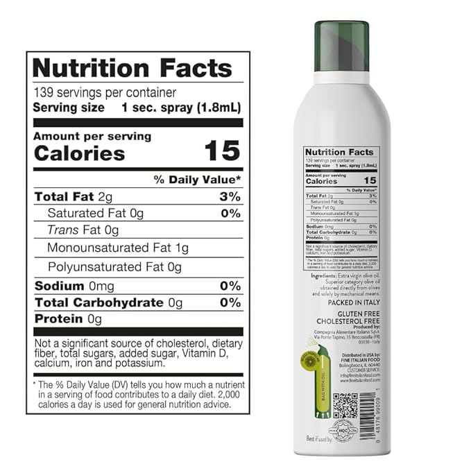 Mantova Extra Virgin Olive Oil Spray 8.5 oz. Spray Bottle - Manage Oil Amount - Great For Salads & Cooking