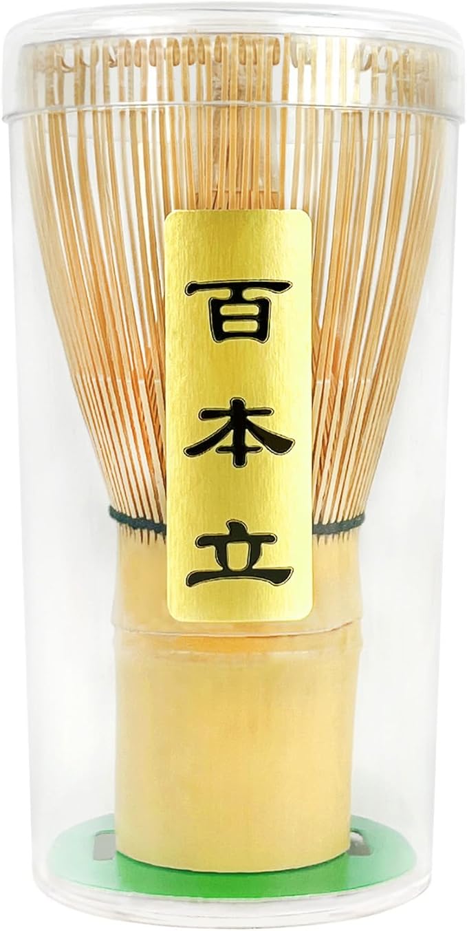 Taruzil Matcha Whisk, Matcha Bamboo Whisk, Matcha Whisks Set for Matcha Powder Handcrafted Organic Traditional Japanese Chasen, 100-Prong Matchas Stirrer Wisk Mixer Brush for Authentic Tea Preparation