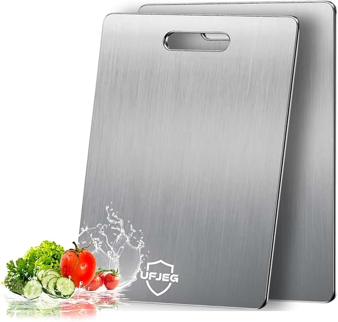 Titanium Cutting Board, 2 PCS Titanium Cutting Boards for Kitchen, Non Toxic, Double-Sided Food Grade Chopping Board for Outdoor Camping(15.6" x 11",15.6" x 11")