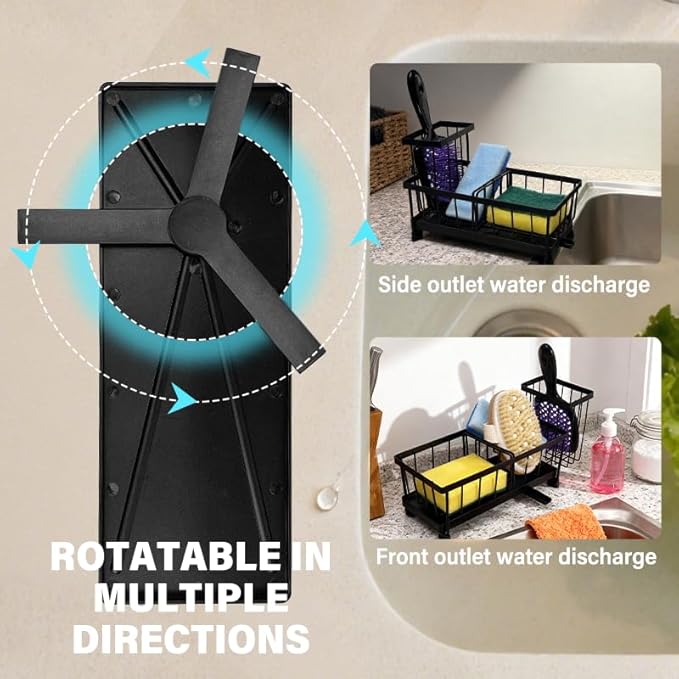 Kitchen Sponge Holder with Brush Holder Sink Caddy Organizer for Sink Kitchen Countertop Organizers and Storage Essentials Black