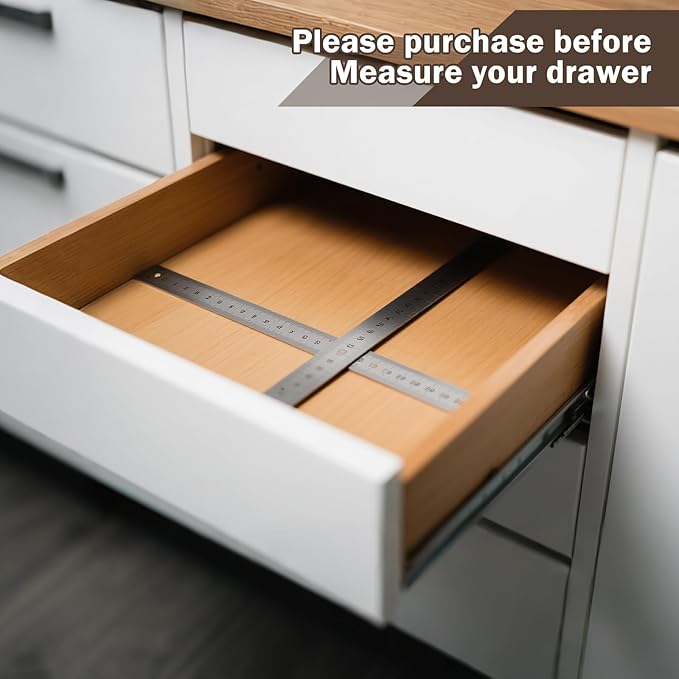 Acrylic Drawer Organizer for Cooking Utensils - Expandable Kitchen Storage for Large Utensils, Adjustable Drawer Dividers (Clear)