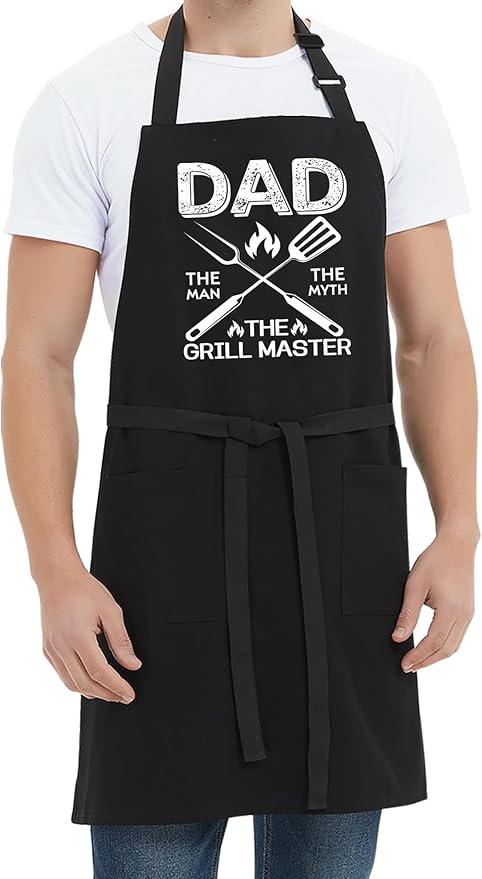 Kaidouma Grill Aprons for Men Dad - Mens Funny Chef Cooking Grilling BBQ Apron with 2 Pockets - Father's Day Apron for Dad