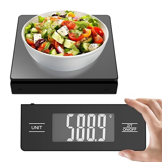 Digital Kitchen Scale with Detachable Display Wireless Food Scale, 11lb/5kg Capacity, 1g Precision, 304 Stainless Steel, Backlit LCD, Tare Function for Baking, Cooking, Meal Prep, Black