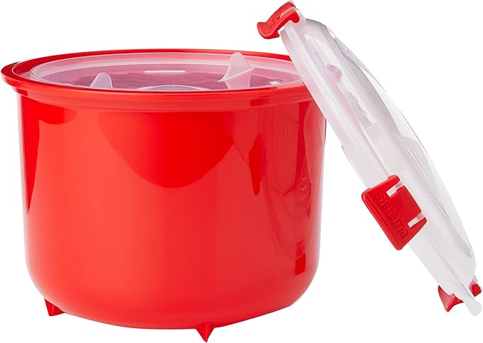 Sistema Microwave Rice Cooker & Round Microwave Food Container Set | 2.6L, 915ml | Food Containers with Steam-Release Vents | BPA-Free | 2 Count