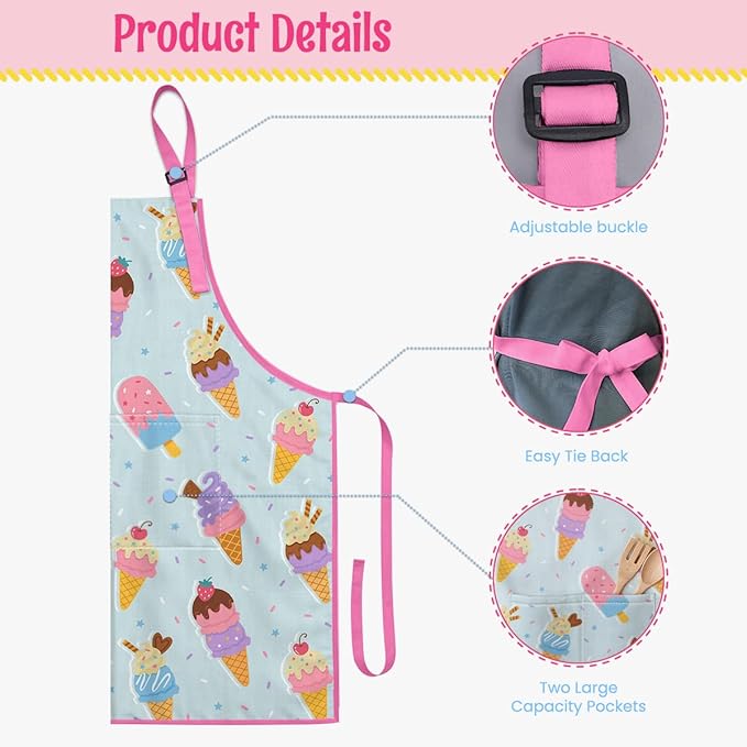 SANDJEST Kids Apron with Chefs Hat Set, Kitchen Apron Gifts