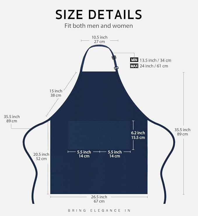 Syntus 4 Pack Adjustable Bib Apron with 2 Pockets Cooking Kitchen Aprons for Women Men Chef