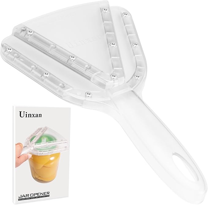 Uinxan Jar Opener for Weak Hand & Seniors with Arthritis,Easy Twist Off Bottle Caps,Patent | Unique Kitchen Gadgets,Handheld Lid Top Open for Elderly/Women/Men (Transparent)