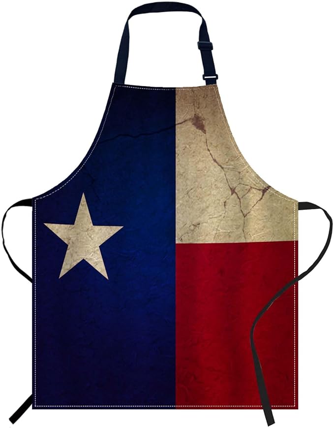 oFloral Vintage Texas Flag Apron,Adjustable Neck Bib Apron for Men Women,Suitable for Kitchen Cooking Waitress Chef Apron