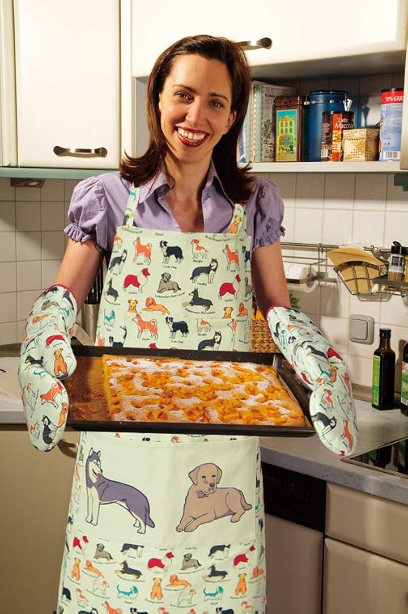 Oven Mitts Cotton Fashion Cute Dog Design 1pair Heat Resistant Oven Gloves Safe Cooking Baking Grilling Barbecue Machine Washable Pot Holders (Oven Mitts Dog Flower)
