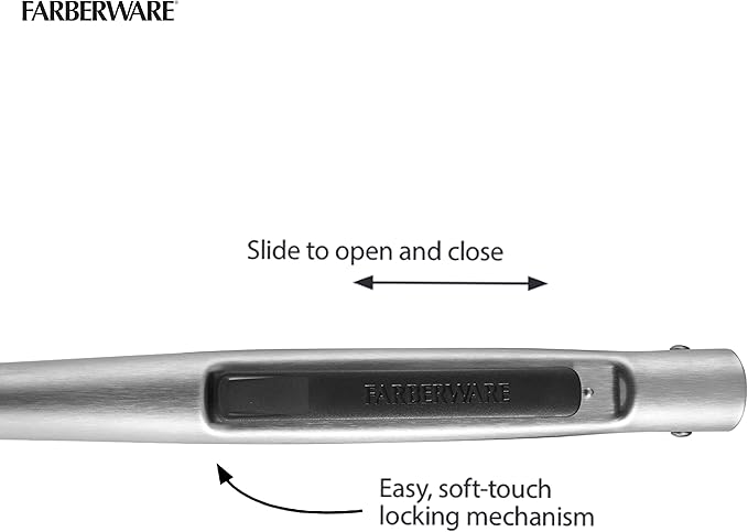 Farberware Pro 5282802 Silicone Head One Hand Lock Tong, 12-Inch, Black