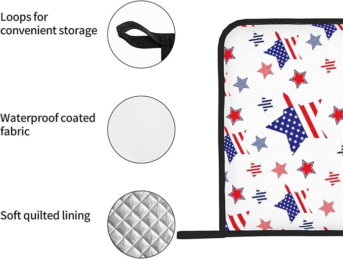 Christmas Potholders,4Th of July Patriotic Pot Holder Set Blue Stars Strip Kitchen Decor Cooking Heat Resistant Hot Pads for BBQ Baking Grilling(8"x8")
