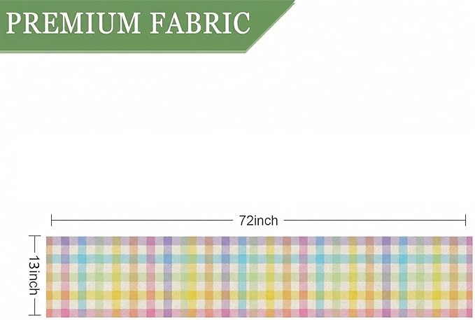 ONFAON Easter Buffalo Plaid Check Table Runner Spring Holiday Decoration Farmhouse Home Dining Room Kitchen Table Decor (13" x 72")