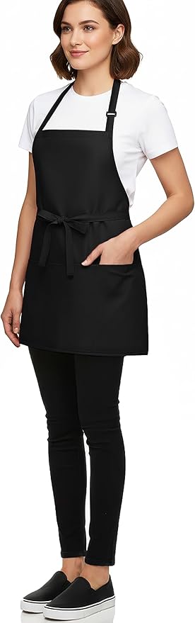 BOHARERS Kitchen Cooking Apron Unisex Adjustable chef apron with 3 pockets,2 Pack Black