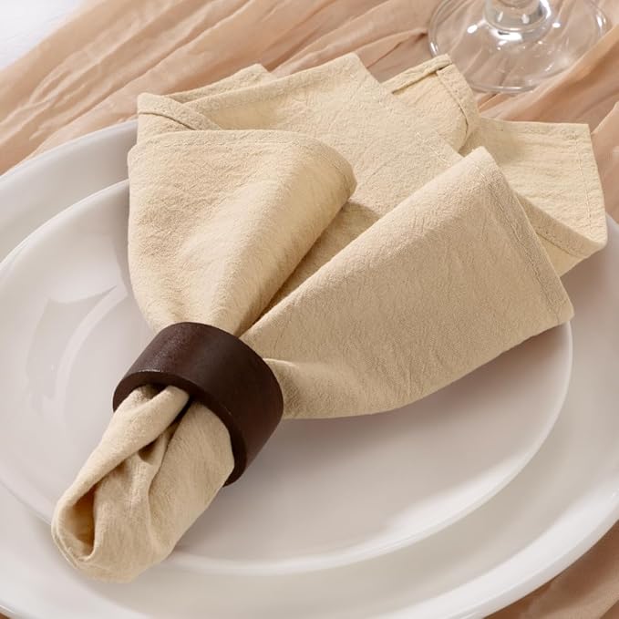 MLMW Champagne Gold Linen Cloth Napkins Set of Spring Easter Cotton Napkins Cloth Bulk Washable Dinner Napkins 16"×16" for Wedding Party Baby Bridal Shower Birthday Table Decor