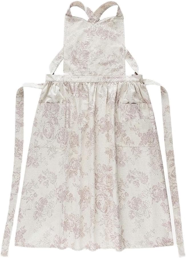 Floral Cotton Waterproof Adult Kitchen Apron Adjustable Cooking Baking Garden Chef Apron with Pocket