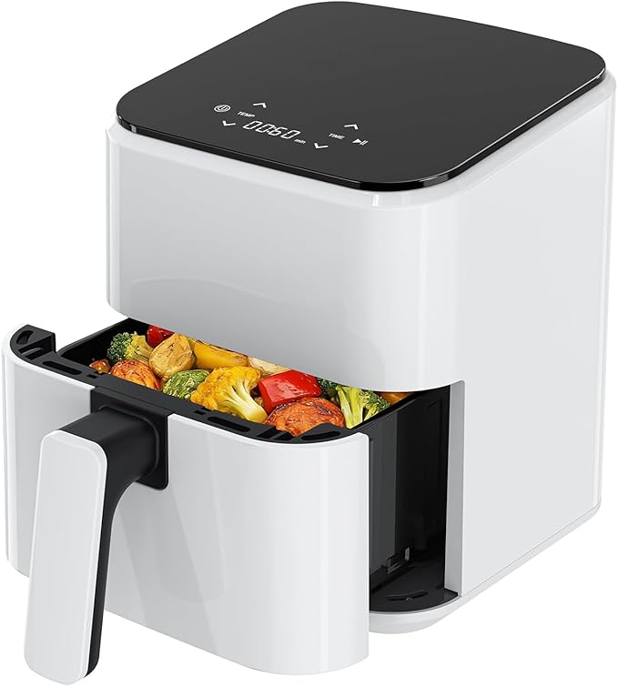 NEWBULIG Air Fryer, Compact Digital 3 Qt Airfryer with Nonstick Plate & Dishwasher Safe Basket, Quick Easy Meals, Features Auto Shutoff and Simple Touchscreen, Ideal for Small Spaces