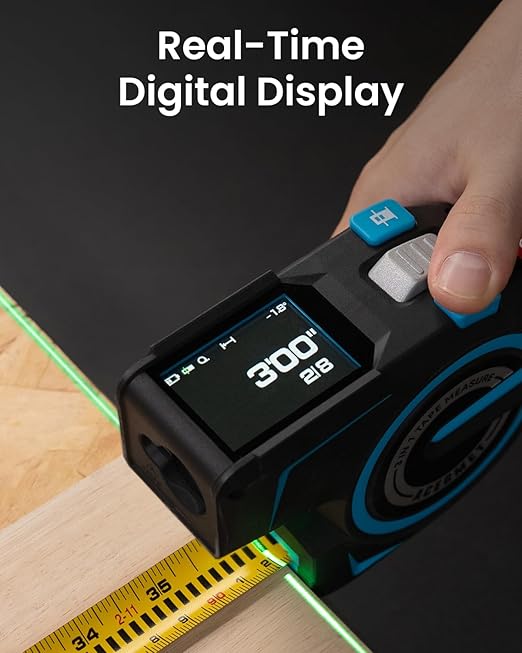 ACEGMET DTX10 digital Laser Tape Measure with Green Alignment Laser, 330Ft Laser Range & 12Ft Steel Tape, High Precision USB-C Rechargeable Smart APP Sync, Measuring Tool for Renovation & Construction