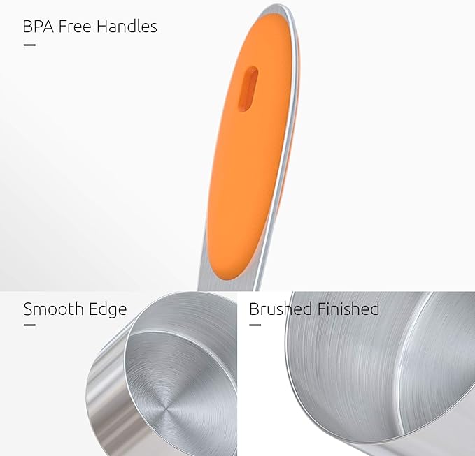 Measuring Cups : U-Taste 18/8 Stainless Steel Measuring Cups and Spoons Set of 10 Piece, Upgraded Thickness Handle(Orange)