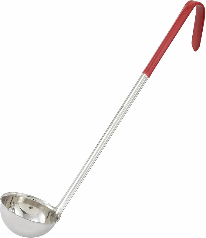 Winco Red Stainless Steel Ladle Handle, 2-Ounce, Medium