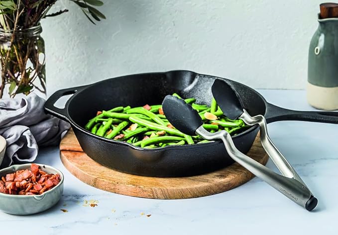 Dreamfarm Clongs Grippy Silicone & Stainless Steel Kitchen Cooking Tongs with Click-Lock Open & Close - 12" Black