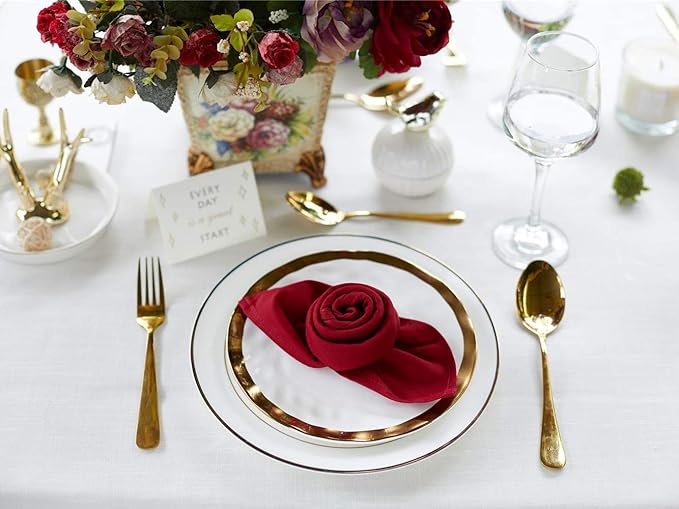 Red Cloth Napkins Set of 6,Thick Cloth Napkins 18x18 inch，100% Cotton Dinner Napkins,Christmas Table Decorations,Everyday Use,Hotel,Resraurants,Comfortable Washable,Reusable (Dark Red)