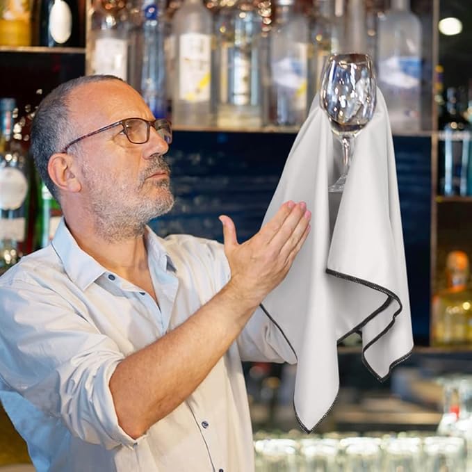 SINLAND Microfiber Glass Polishing Cloths Large Size Thick Lintless Drying Towels for Wine Glasses Stemware Dishes Stainless Appliances 20 Inch X 25 Inch Pack of 4 Grey
