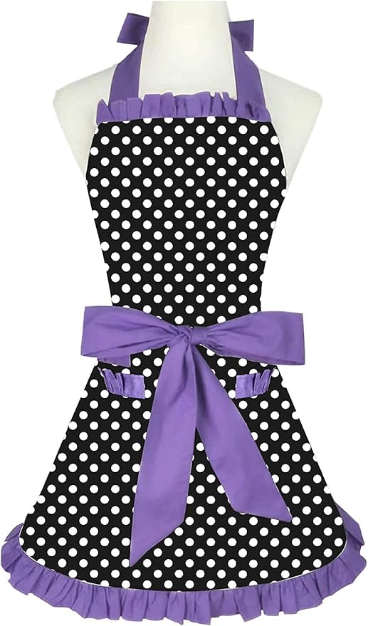 RosieLily Retro Aprons for Women with Pockets Vintage Apron Kitchen Apron for Cooking Baking Cute