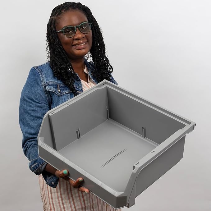 ReadySpace Extra Large Plastic Storage Bins, Stackable Organizer Containers for Closet Pantry Shelf Garage and Office Organization, Clear, 4 Pack