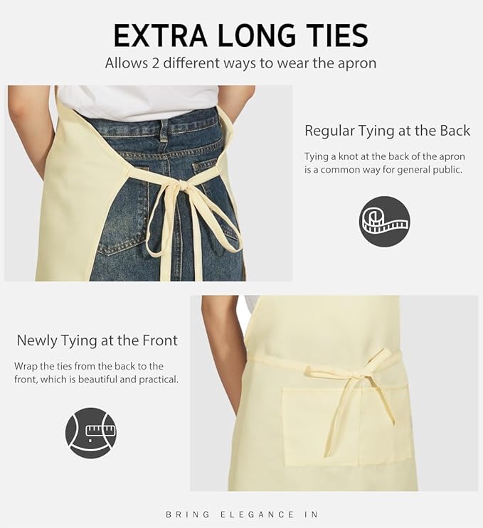 Syntus Apron for Men Women, Adjustable Cooking Kitchen Chef Aprons with 2 Pockets, Cotton/Polycotton/Polyester