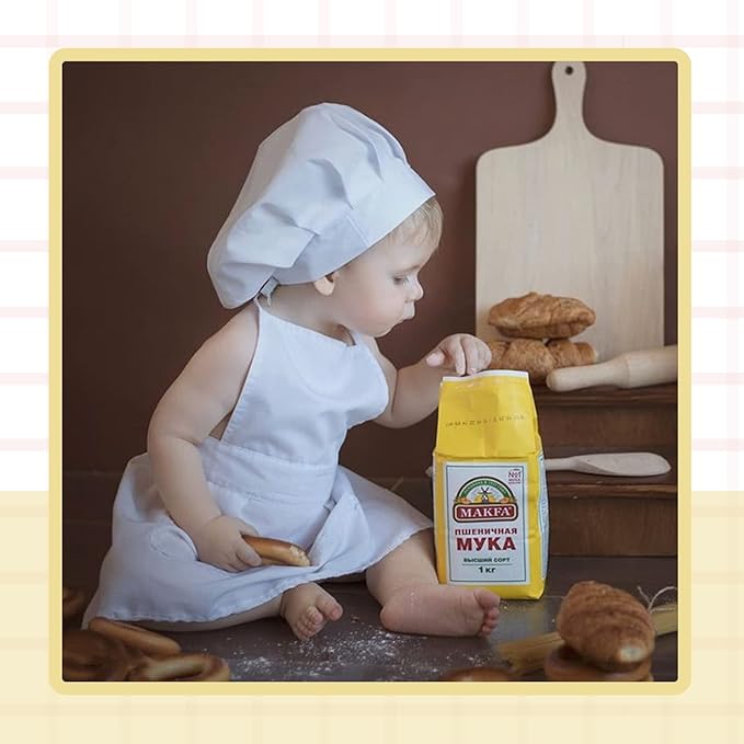 KHC-KHF Newborn Photography Prop Baby Chef Outfits Chef Hat Apron Set Infant Chef Costume Toddler Cosplay Costume Boy Girl