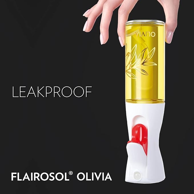 OLIVIA Signature The Original Advanced Oil Sprayer for Cooking, Salads, BBQs and More, Continuous Spray with Portion Control, Trusted by Chefs. Patented Technology. (Glass Bottle) (Golden Leaves)