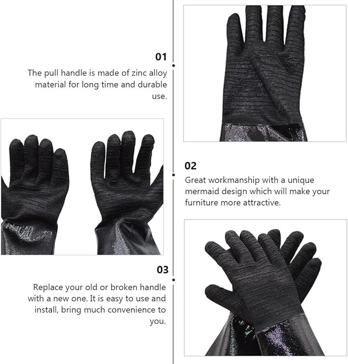 Luxshiny Heat-Resistant Waterproof Neoprene Oven Gloves for BBQ Grilling, Oil and Steam Protection Kitchen Gloves, Black Thermal Protective Mitts for Cooking and Baking