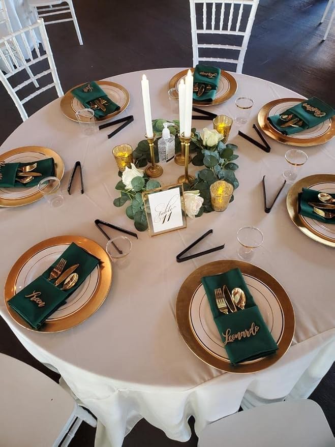 Your Chair Covers Cloth Polyester Napkins, 20 x 20 Inch, Washable Dinner Fabric Linen Napkins with Hemmed Edges for Restaurant, Wedding and Holiday Pack of 10 (Hunter Green)