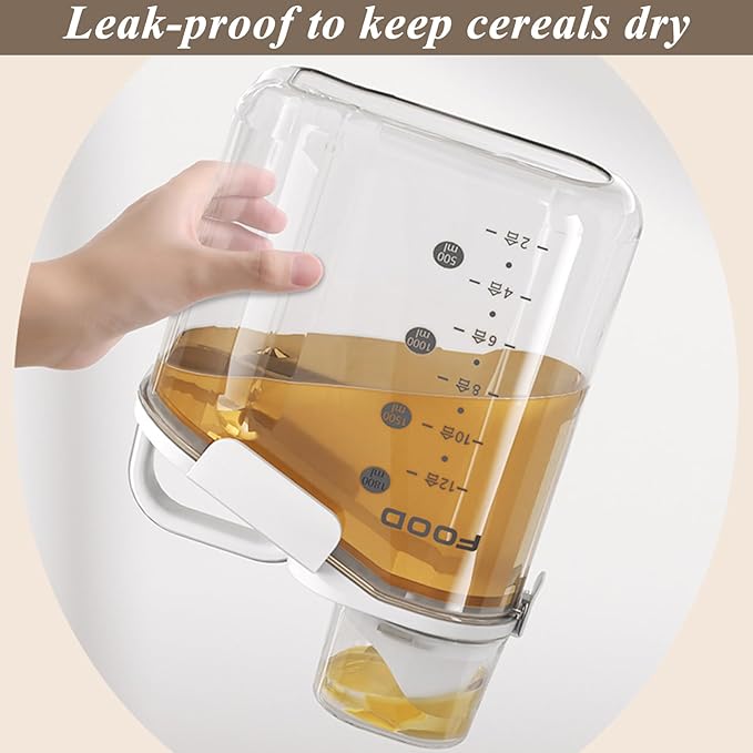 SENENQU 3PACK Cereal Containers Storage, 2L Airtight Plastic Cereal Dispenser, Large Dry Food Storage Containers with Pouring Spout, Measuring Cup for Flour and Grain,BPA Free