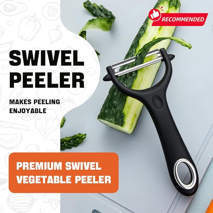 4 Pack Vegetable Potato Peeler for Kitchen,Ergonomic Soft-Touch Handle-Black (Black, 4 Pack)