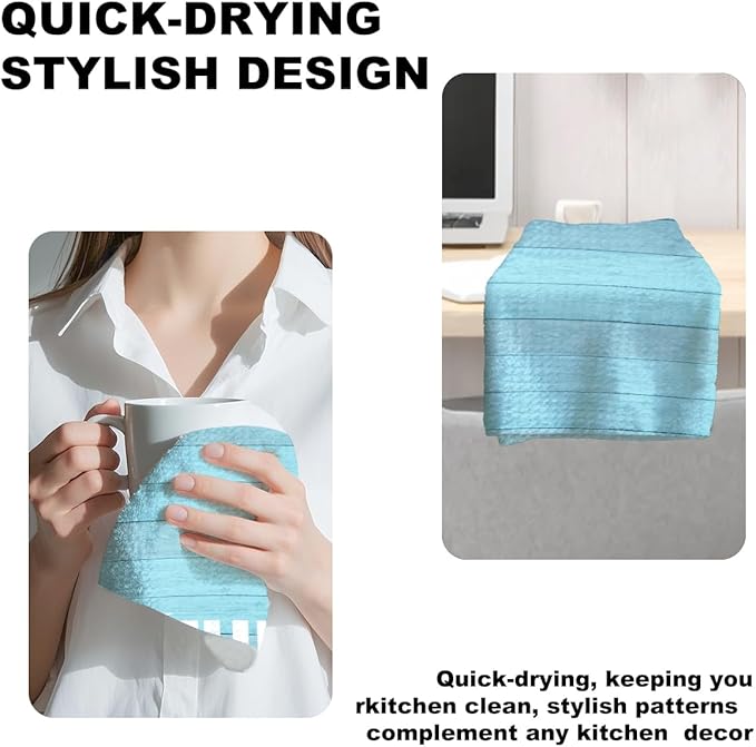 Jztco 2 Pcs Beach Coastal Kitchen Towels, Reusable Hand Tea Towel, Microfiber Dish Cloths for Drying Dishes, Waffle Dish Towels for Bathroom Kitchen Decor, Coastal Beach Gifts for Women Mom