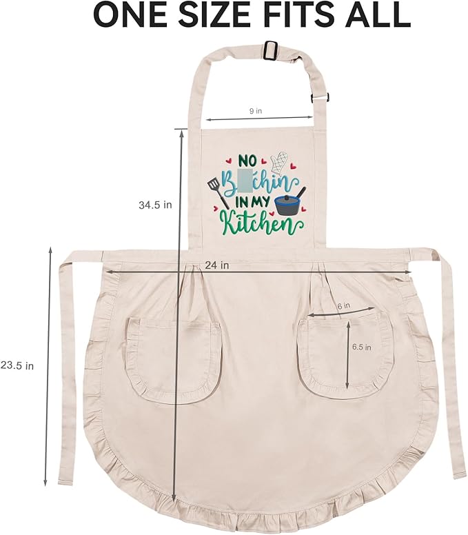 Fairy's Gift Funny Cooking Aprons for Women, Cute Embroidered Womens Kitchen Apron with Pockets for Cooking Baking - Fun Mothers Day, Birthday, Baking Gifts for Mom Wife Grandma Baker Daughter Chef