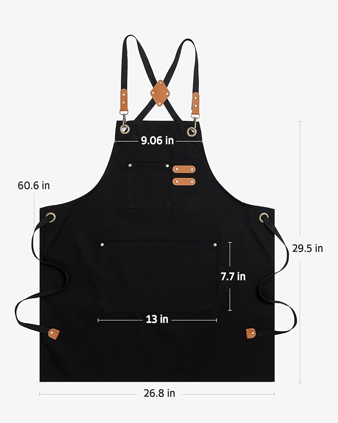 Syntus Apron for Men Women, Adjustable Cooking Kitchen Chef Aprons with 2 Pockets, Cotton/Polycotton/Polyester