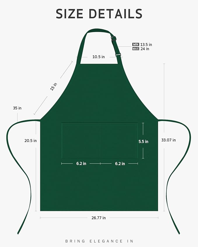 Syntus Apron for Men Women, Adjustable Cooking Kitchen Chef Aprons with 2 Pockets, Cotton/Polycotton/Polyester