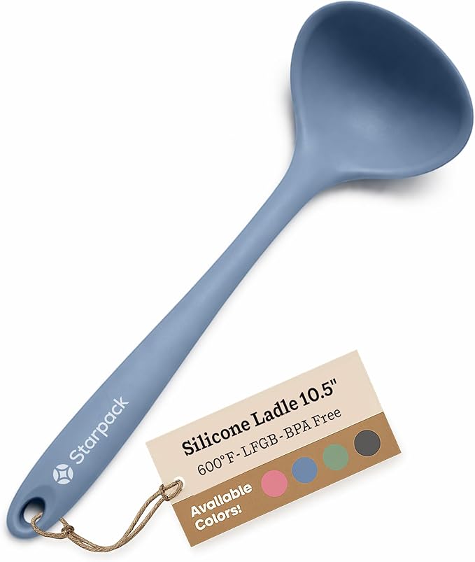 Starpack 'Ladle of Love' Premium Silicone Ladle - High Heat Resistant to 600F - Non Stick - LFGB Grade