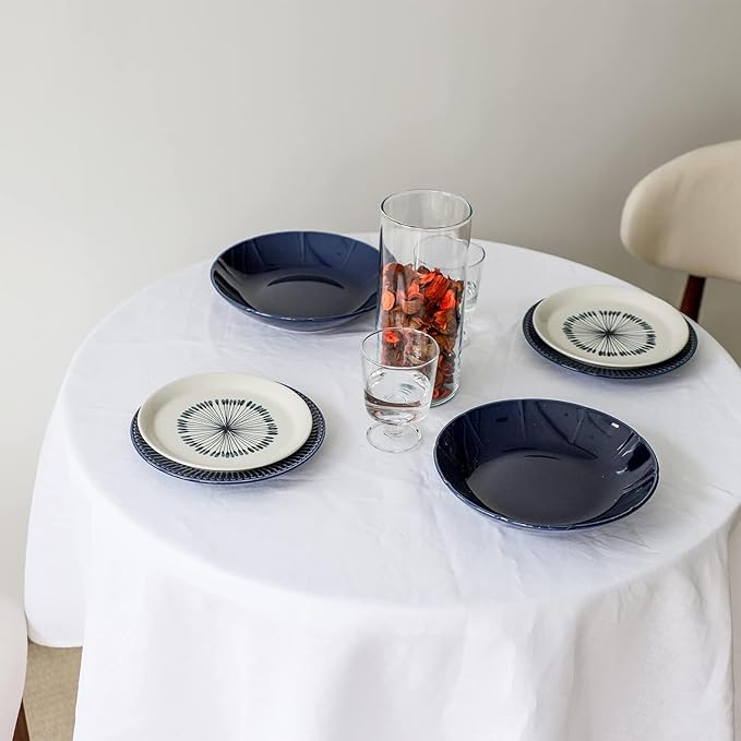 Simple&Opulence Textured Tablecloth 100% Linen Table Cloth, Kitchen Dinning Tabletop Decoration, for Outdoor and Indoor Use (Round White, 60")