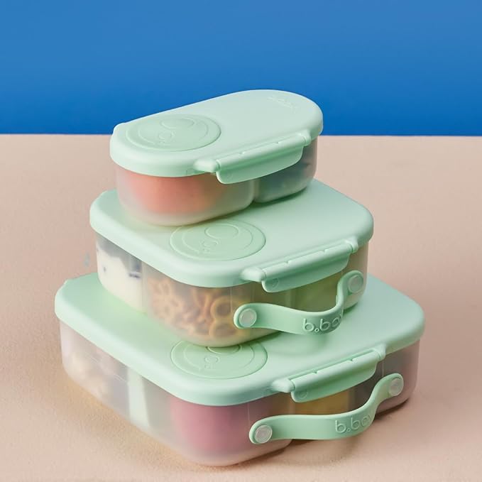 b.box Snack Box - Leakproof Mini Bento Box for Kids & Toddlers, 2 Compartment Snack Containers for Kids, Lunch Containers, Dishwasher Safe, BPA Free, PFAS Free, Ages 4m+, 1 3/4 Cup - Spearmint
